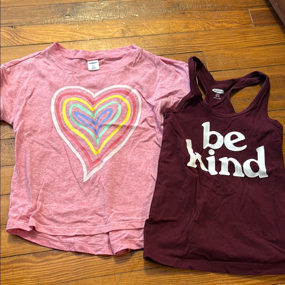 Kids Heart and Be Kind Shirts - Pink and Maroon